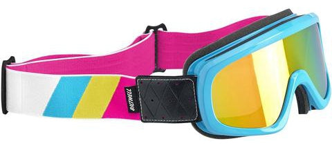 Biltwell Overland 2.0 retro bril - Tri Stripe (blauw/paars)