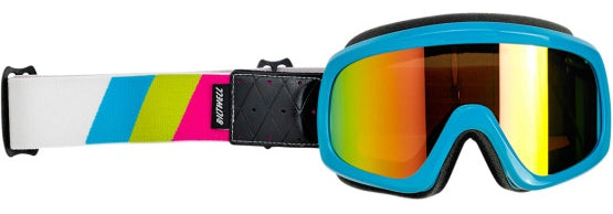 Biltwell Overland 2.0 retro bril - Tri Stripe (blauw/paars)